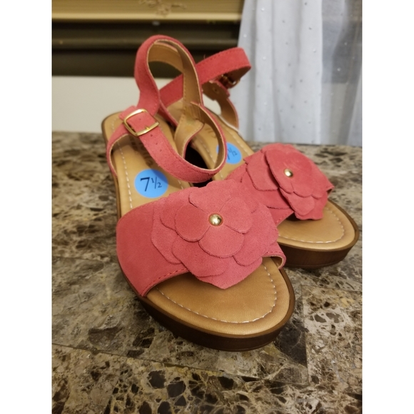 Made in Italy Suede Wedge Sandals - Picture 1 of 6